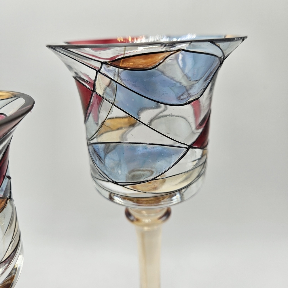 PartyLite Colorful Mosaic Calypso Votive Stemmed Candle Holders Set of 2 - Picture 5 of 6